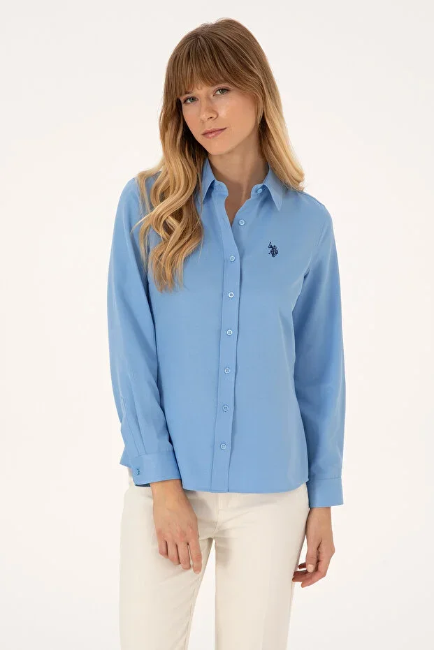 Women's Light Blue Long Sleeve Basic Shirt 50316711-VR003