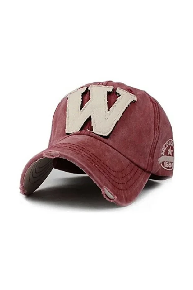W Burgundy Washed Baseball Cap