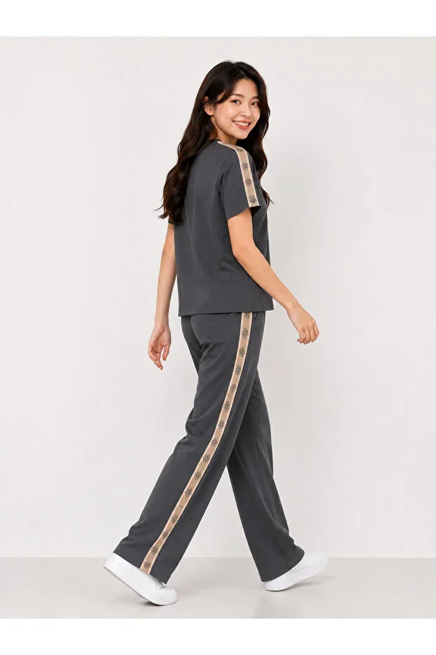 Women's Modal Fabric Relaxed Fit Soft Texture Short Sleeve Tracksuit Set