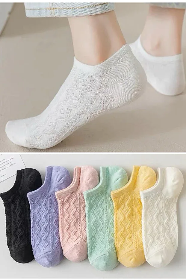6 Pairs Women's Patterned Invisible Socks