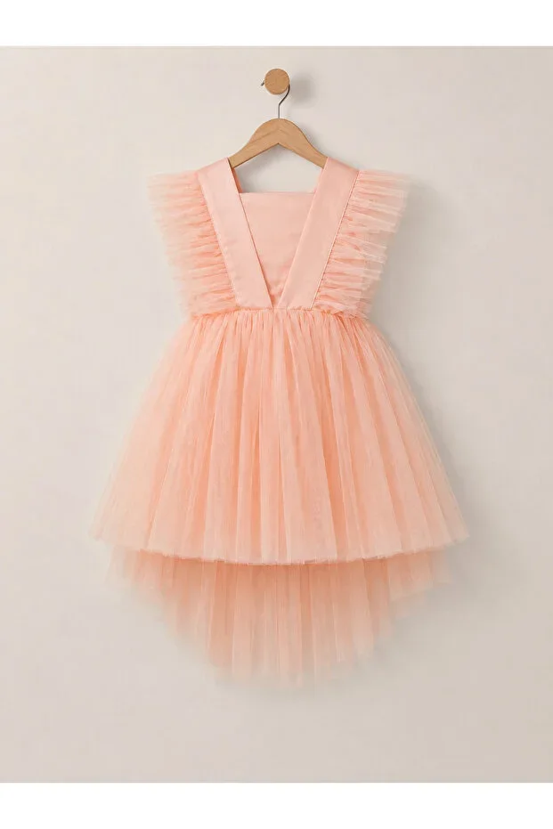 Tül Party Graduation Powder Pink Girl Dress Wednesday Style