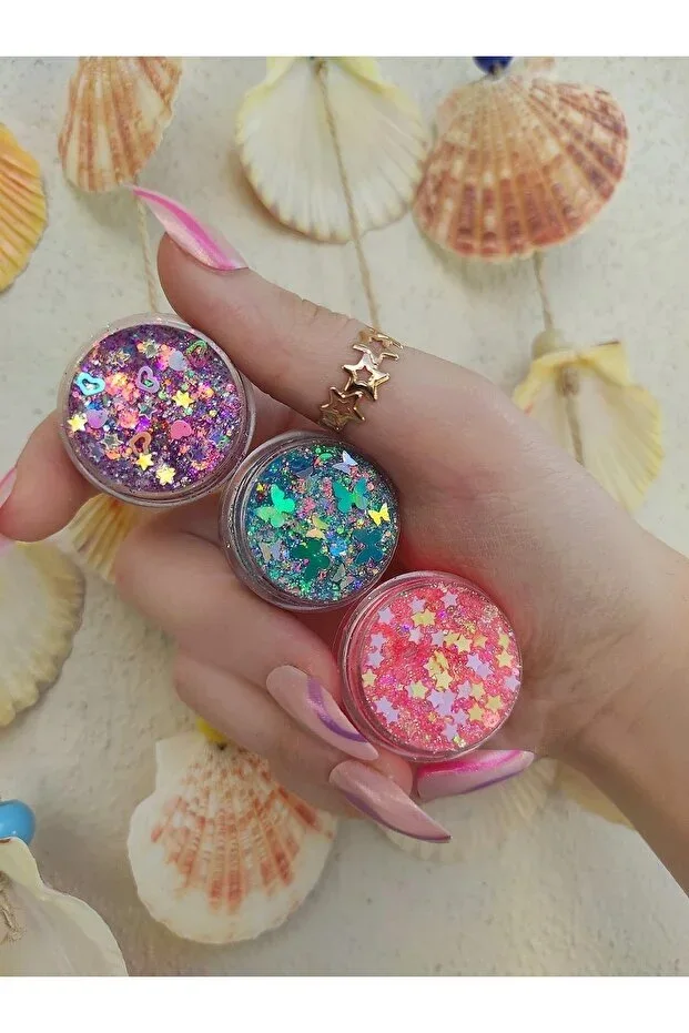 hbtasarim Glitter Eye Gel Eyeliner 3 Piece Shiny Glitter