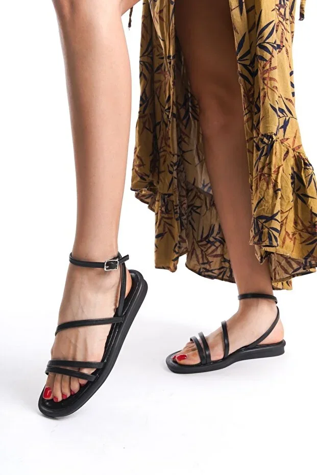 Women's Black Lace-up Sandals
