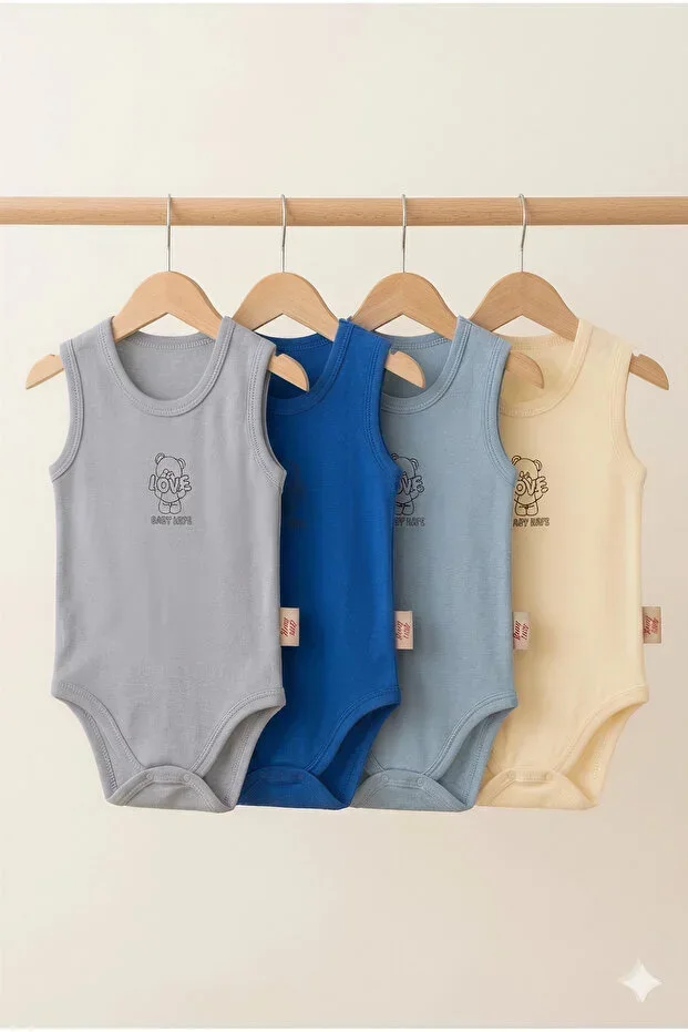%100 organic cotton snap button bodysuit / baby undershirt / 4-piece snap button bodysuit