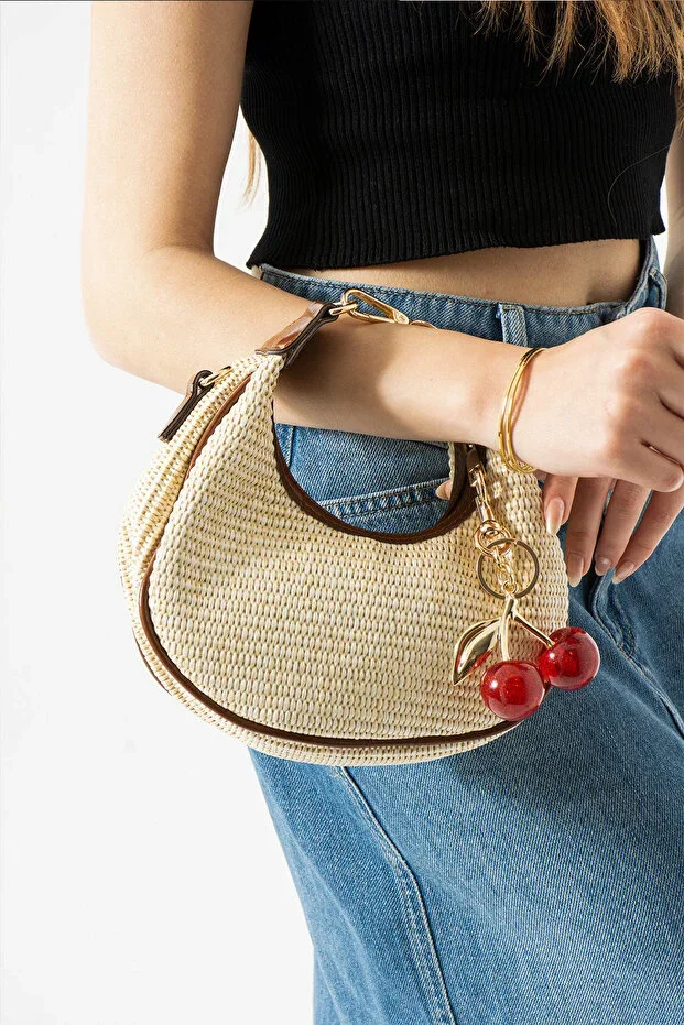 Miela Model Straw Bitter Coffee Charm Gift Women's Hand and Shoulder Bag