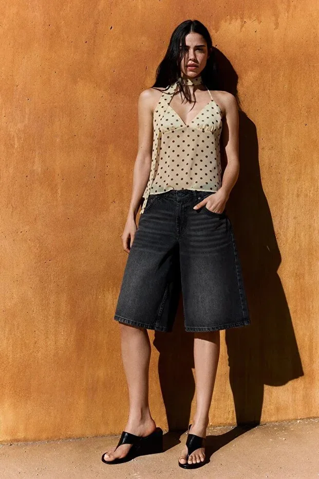 Bershka Baggy fit denim bermuda shorts