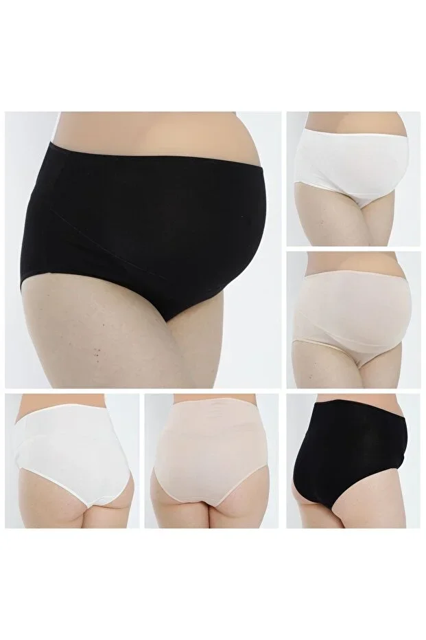 3-Pack Women's Multicolor Cotton Lycra Jersey Maternity and Postpartum High-Waist Panties
