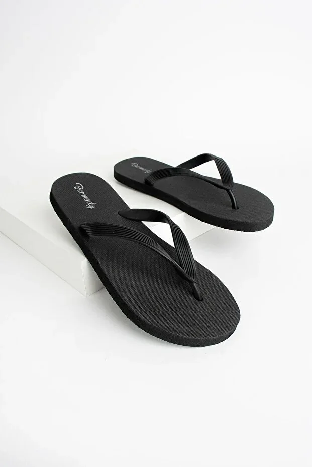 Men's Brazil Comfortable Basic Black Thong Beach Slippers Flipflops