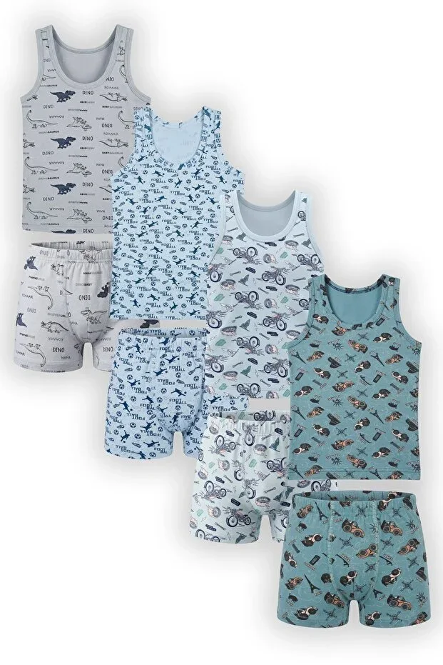 BOYS PRINTED TANK TOP BOXER SET 4'S