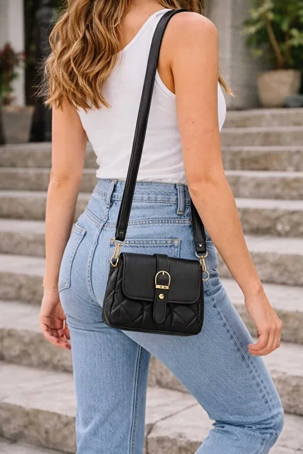 Women's Bag Quilted Model Daily Use Crossbody Hand and Shoulder Bag Black