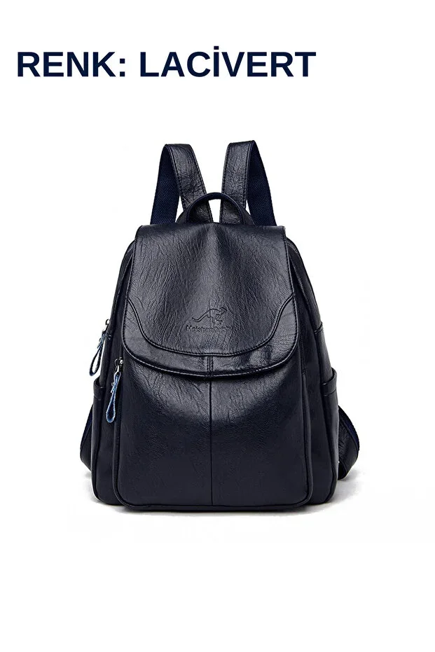 Soft Leather Medium Size Women's Backpack - Large Capacity, Multi-Pocket, Tablet Compatible