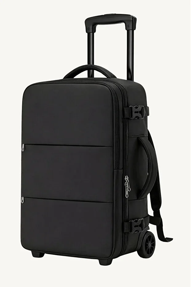✈️ Black Cabin Size Travel Bag That Eliminates the Need for a Suitcase | With Wheels & Backpack Use | Airplane Cabin Compatible | 2 Year Warranty