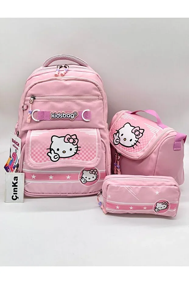 Printed Thermal Lunch Bag and Pencil Case Set for Girls, Primary School Backpack
