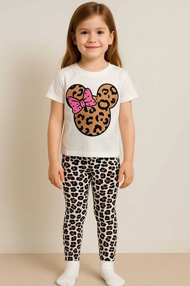 Girls Cotton Summer T-shirt and Printed Leggings Set 2-10 Years