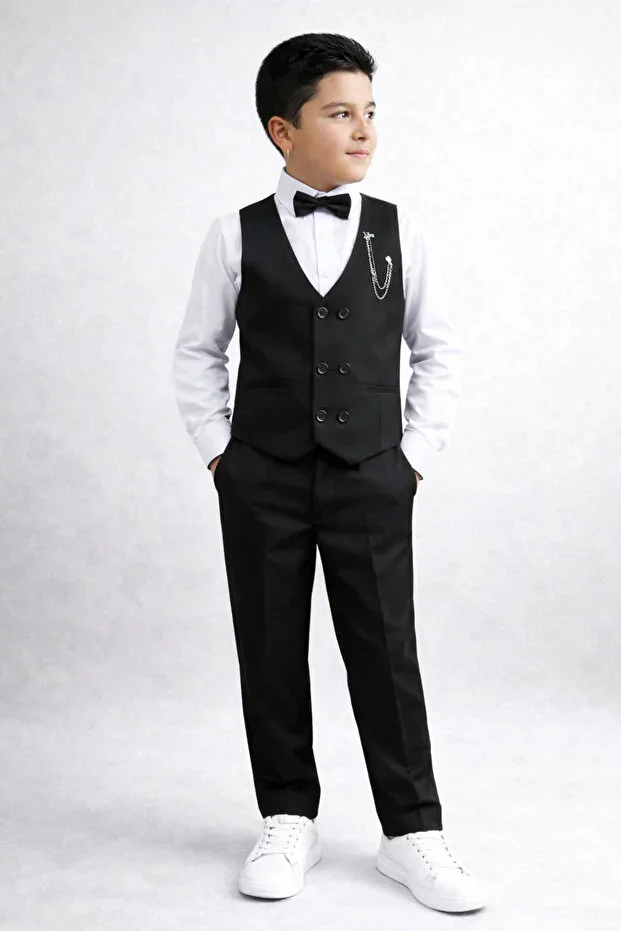 Kids Vest Set with Shirt 0-1 years - 14 years Black
