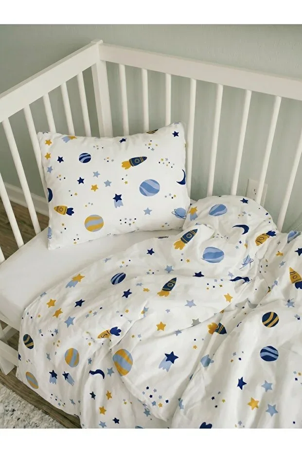 Baby Duvet Cover Set 3 pcs | 100x150 cm, Zippered, Hypoallergenic, 70% Cotton, Patterned