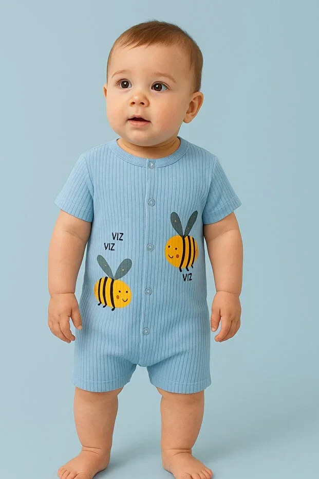 BEBE KIDS BEE PRINT SNAP SHORT ROMPER (ONESIE) 100% COTTON