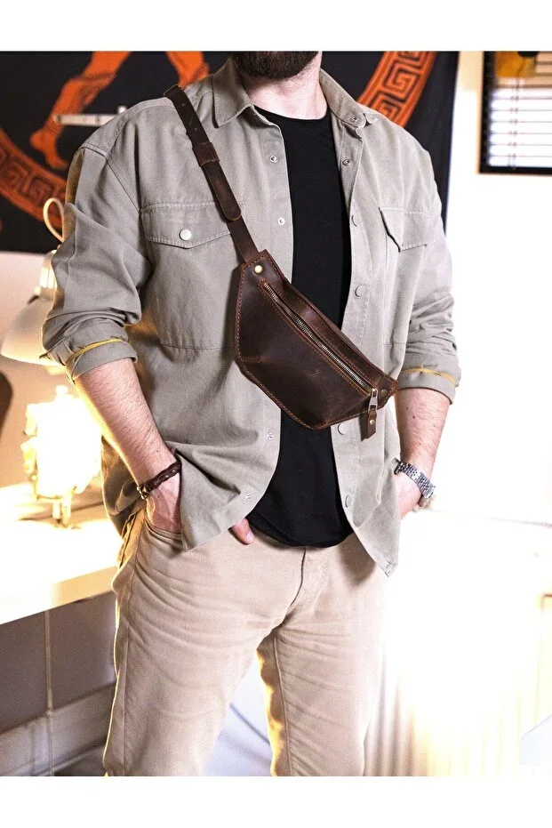 Handmade Freebag - Genuine Leather - Coffee - UNISEX
