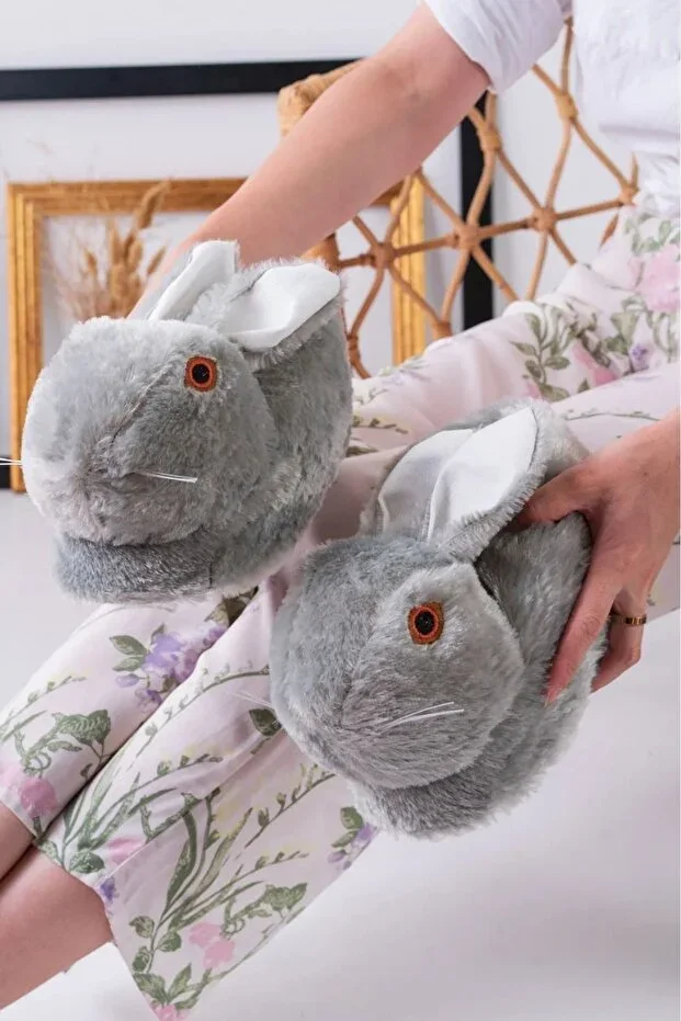 Rabbit Figurine Plush Slipper House Slipper Unisex