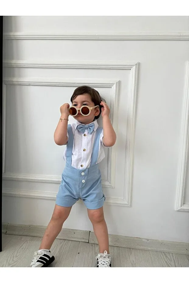 Blue Short Overalls Baby Children's Set