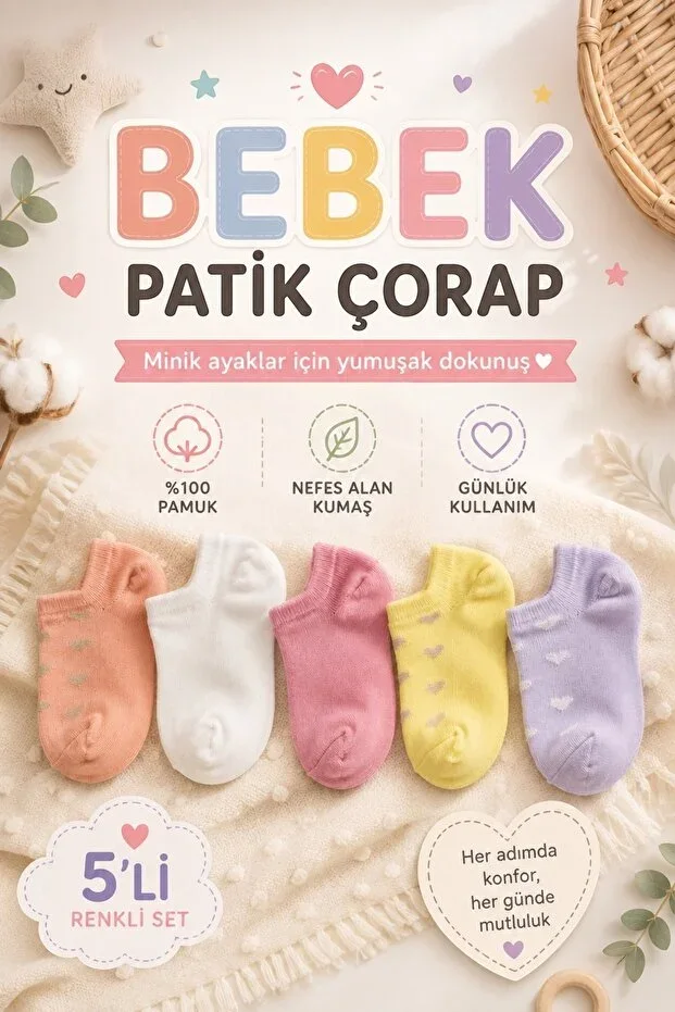 5-Piece Baby Short Cotton Socks