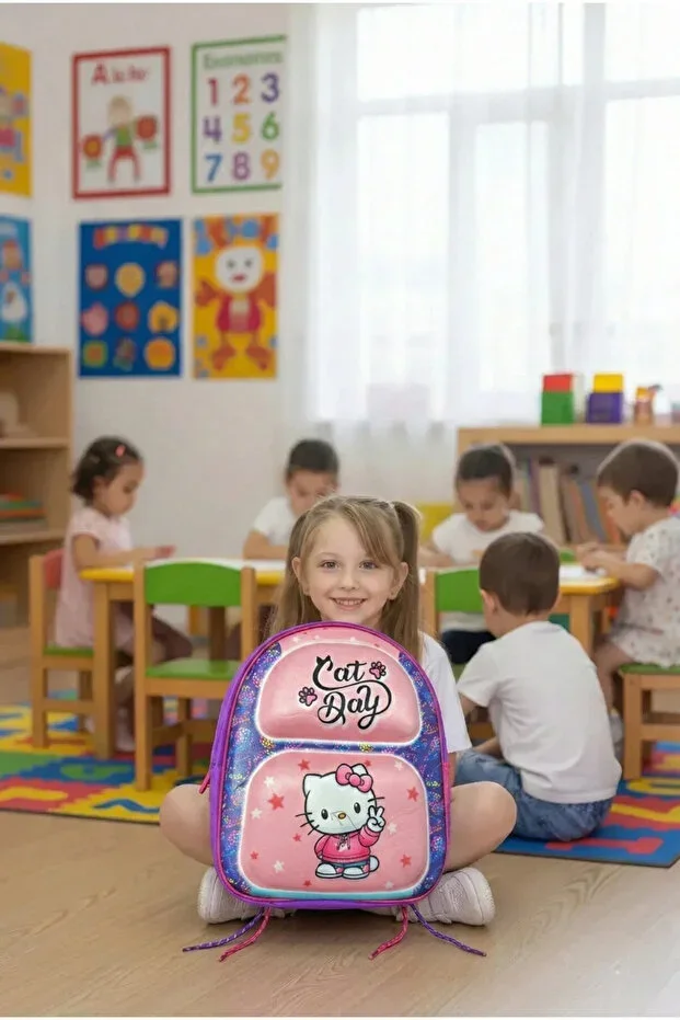 Girls Kindergarten School Bag Pink Purple – Nursery and Preschool Backpack
