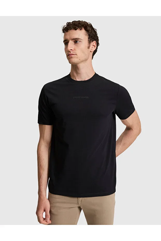 Black Regular Fit 100% Cotton Crew Neck T-shirt 50327872-VR046