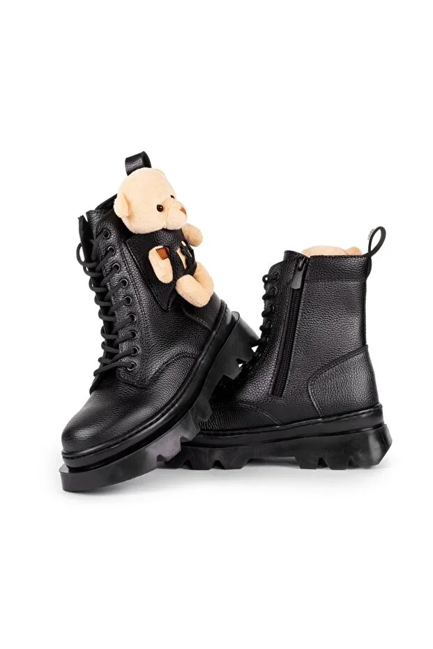 Bear-detailed comfortable fleece-lined casual boots