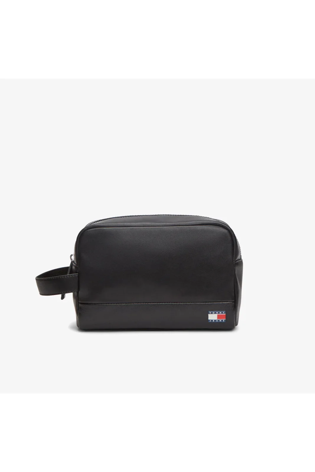 Men's Brand Logo Leather Zip Closure Compartmented Black Handbag