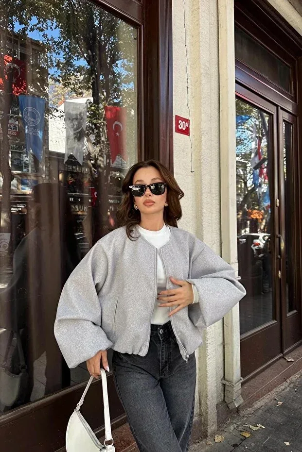 Women's Wool Fabric Bomber Jacket