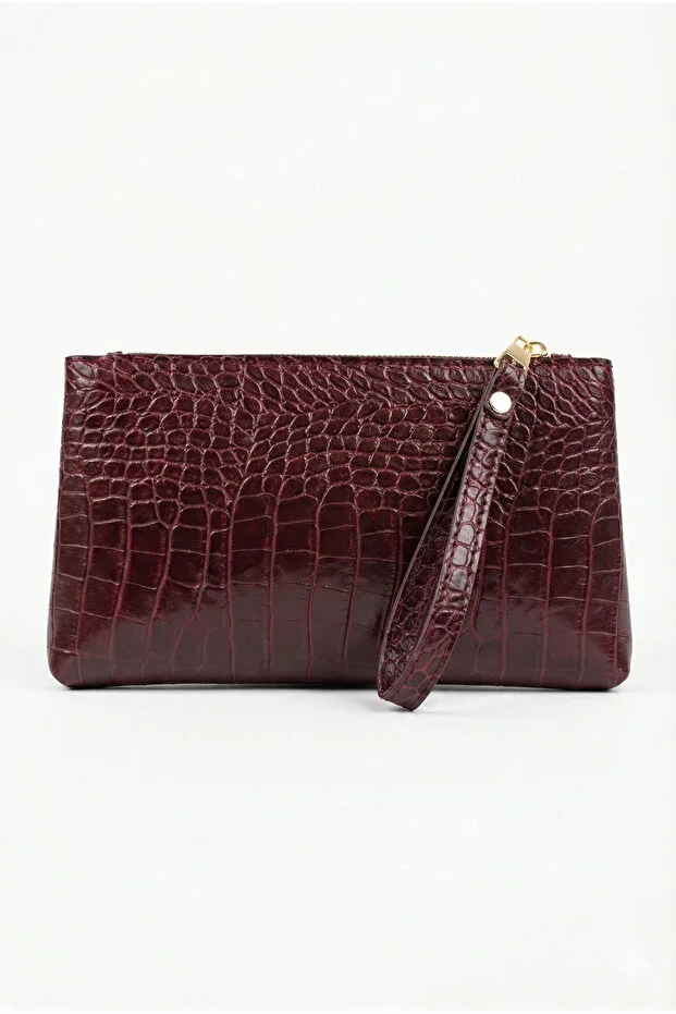 Women's Burgundy Croco Portfolio Handbag Croco