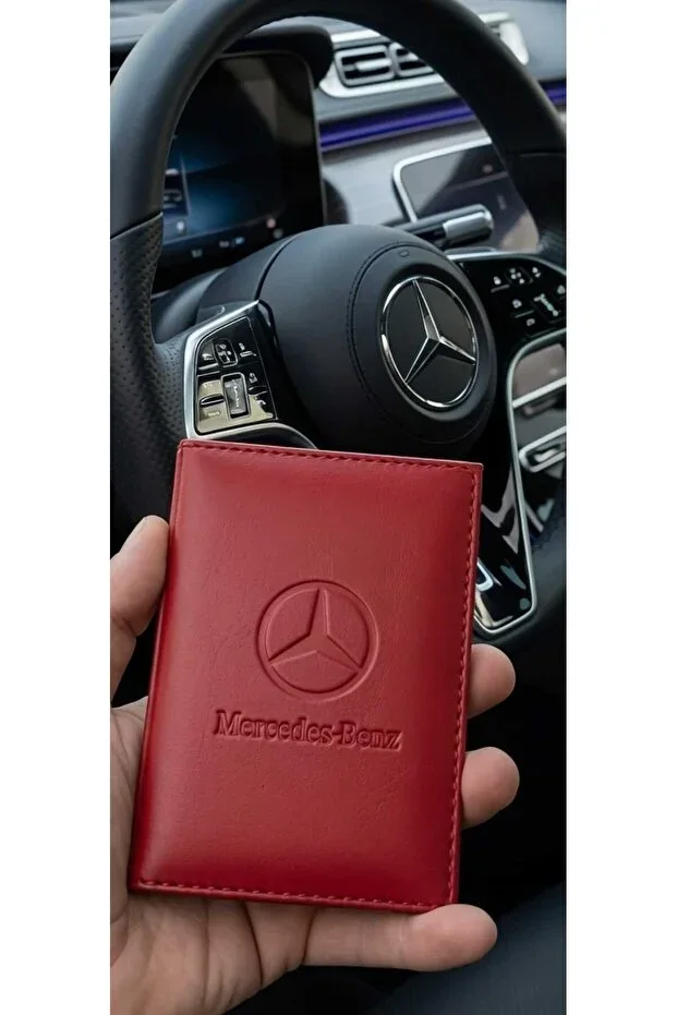 Mercedes Logo Printed Leather License Holder