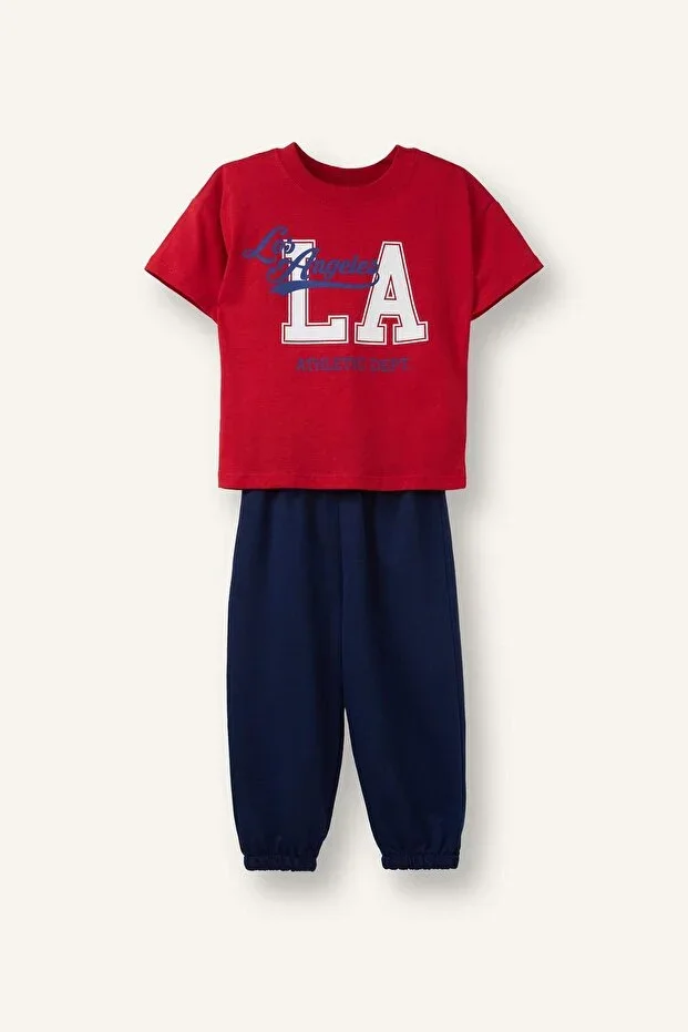 Printed T-shirt Regular Fit Sweatpants 2-Piece Set Boys H5612A526AU