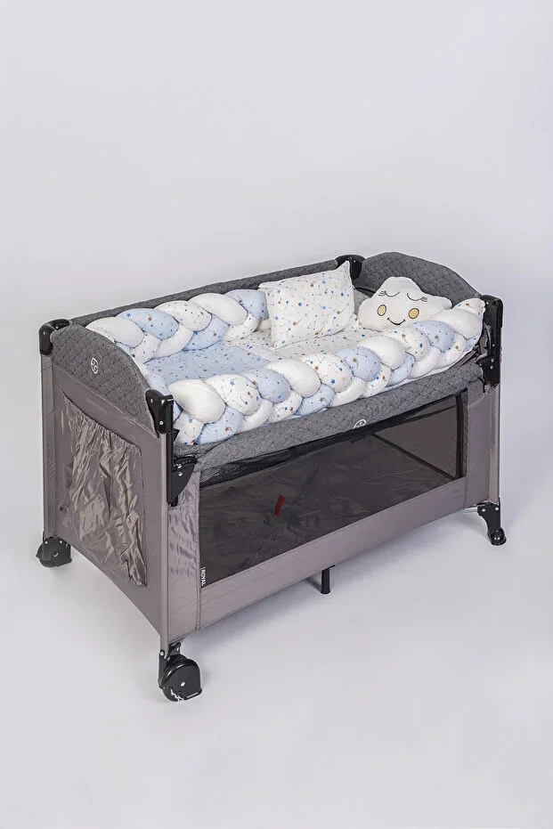 Braided Park Crib and Wooden Crib Sleep Set 5 Pieces (70x110, 70x120, 70x130, 60x120)