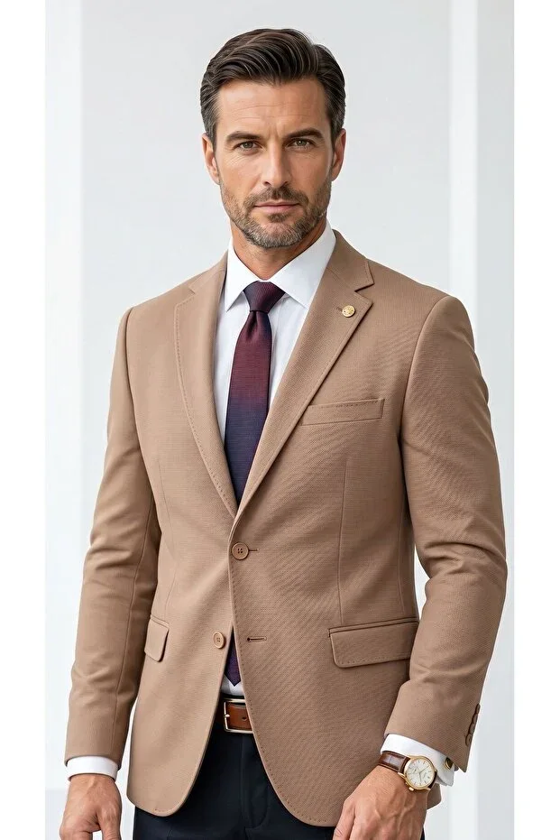 Men's Slim Fit Double Button Double Vent Blazer Jacket – Premium Textured Fabric