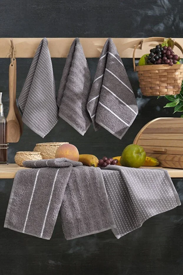Seher 6-Piece Kitchen and Hand/Face Towel Set 30x50 cm