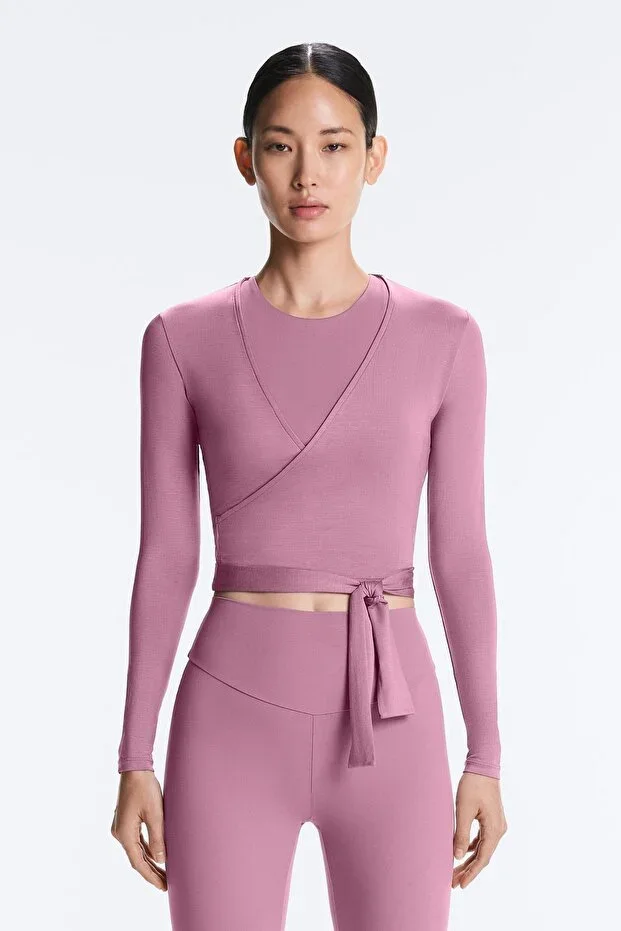 Oysho Lyocell blend wrap T-shirt