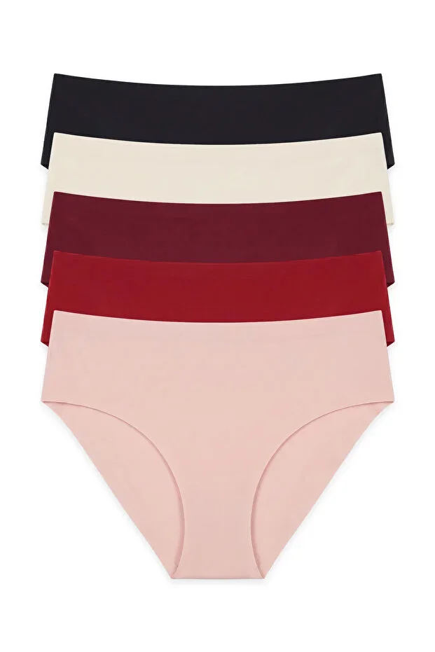 5 Pieces Laser Cut Seamless Bikini Women's Panty Set - Extra Stretchy & No Trace