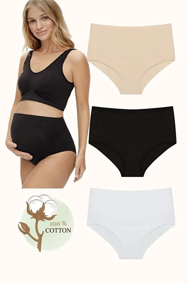 3 PCS 100% COTTON MATERNITY PANTIES