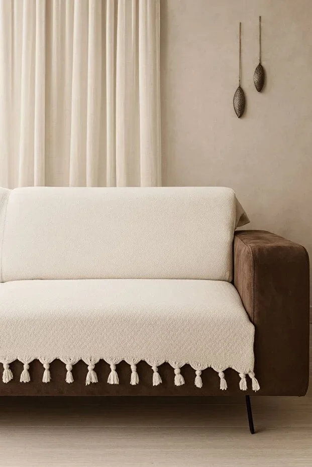 Başak Desen Dokuma %100 Pamuklu Çok Amaçlı Pike Koltuk Örtüsü 180x230