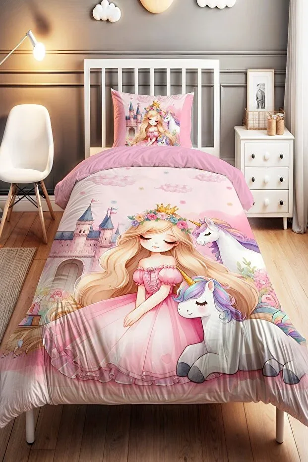 Unicorn Princess Pattern Single Child Duvet Cover Set