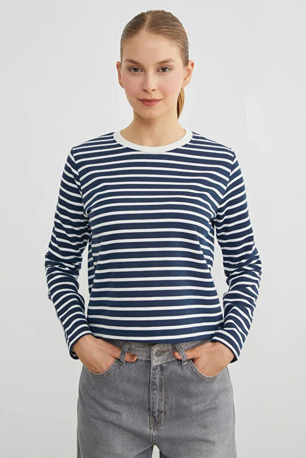 Striped Crew Neck Sweatshirt