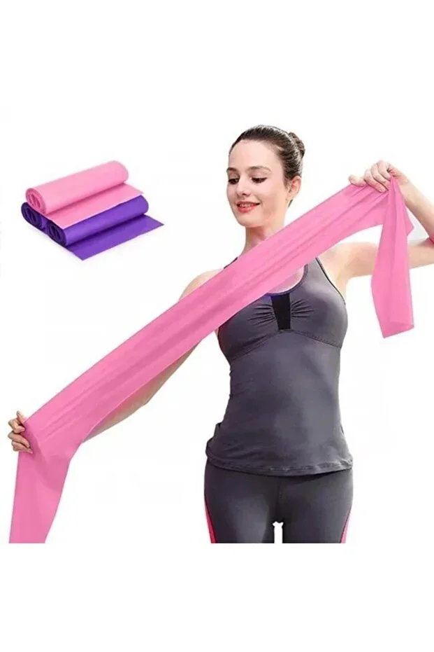 Pilates Band Gymnastics Plates Rubber Band 120x15 cm Exercise Aerobics Band 1 Piece Pink