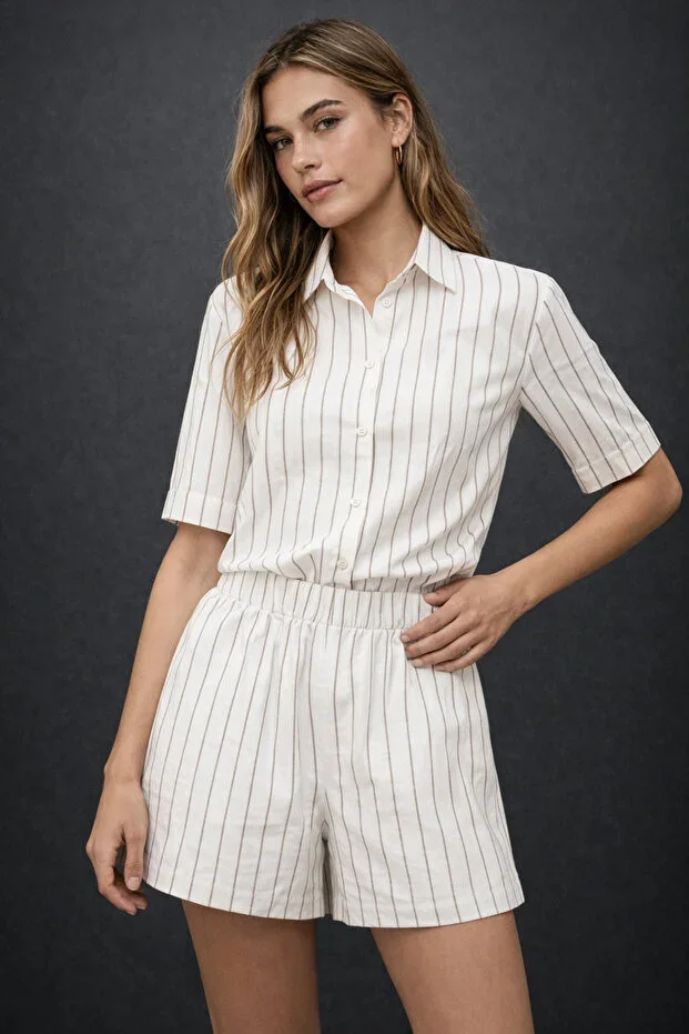 HAKKE Shirt with Shorts Linen SET
