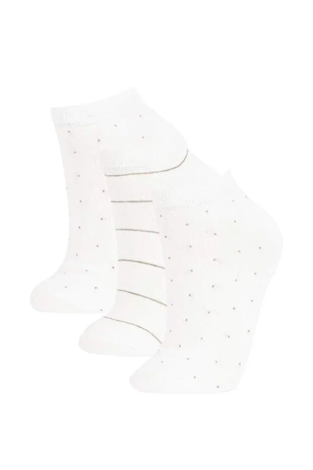 Women's 3-Pack Cotton Polka Dot and Striped Ankle Socks Z7542AZNS