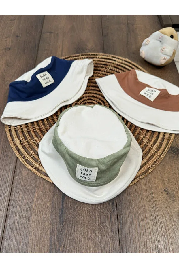 Safari Hat Colored Stripe 3-piece Set Baby Boy Hat