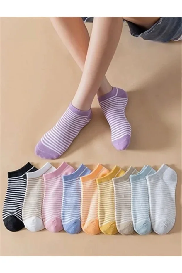 10-Pack Short Socks Stripe Model