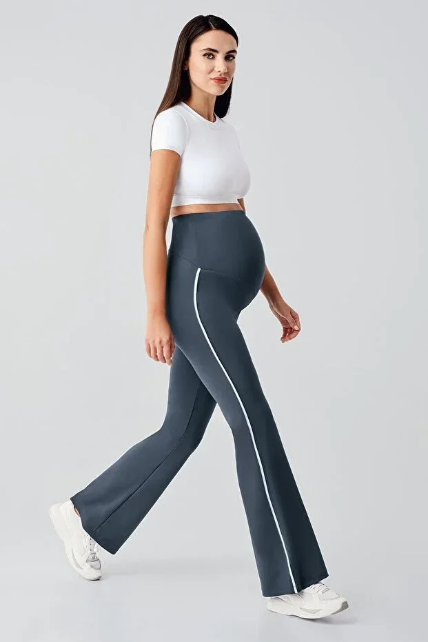 High Waist Flexible Tummy Control Pregnant Leggings with Spanish Flare