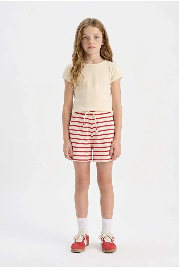 DeFacto Girls' Striped Shorts with Elastic Waist A2466A825HS
