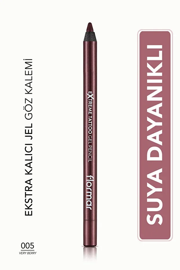 Flormar Matte Lasting Eye Pencil (BORDO) - Extreme Tattoo Gel Pencil - 005 Very Berry - 8682536028875